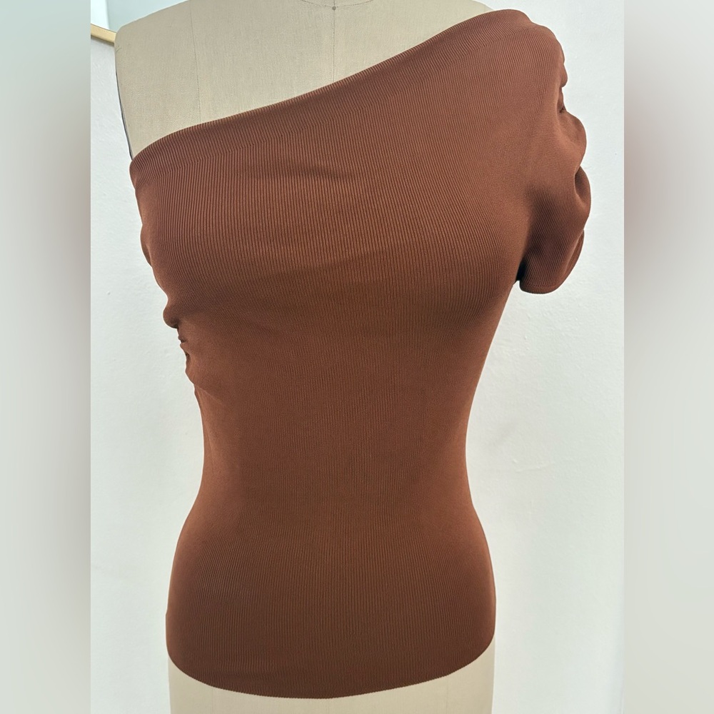 Zara Brown Asymmetrical Sleeveless Bodysuit